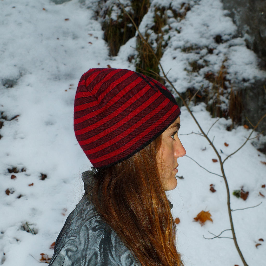 Merino-Beanie                bordeaux
